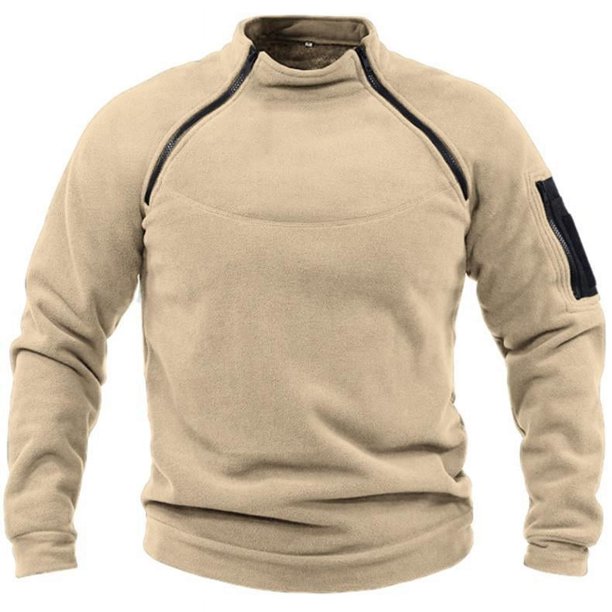 Suéter de cuello alto para hombre, primavera y otoño, suelto, color sólido, para exteriores, cálido, transpirable, chaqueta táctica para hombre