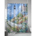 thumbnail image 5 of Shower Curtain Country Flowers Shower Curtains for Bathroom, Waterproof Polyester Shower Curtain Set with Hooks, Standard Size 66" x 72" Lighthouse Fence Flowers, 5 of 6