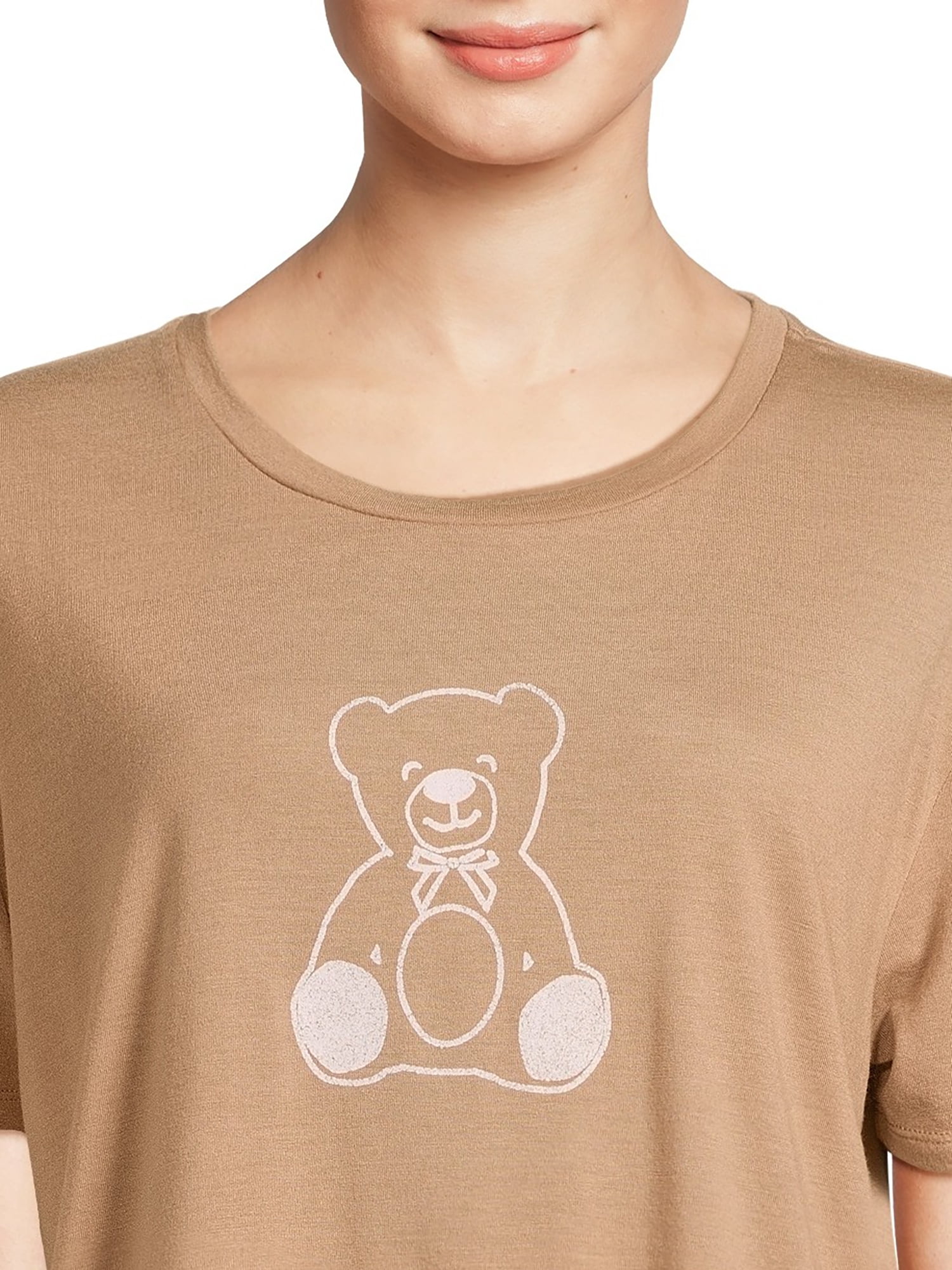 Grayson Social Junior's Teddy Bear Sleep Tee and Pant Pajama Set, 2-Piece, Sizes S-3X