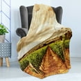 thumbnail image 4 of Country Soft Flannel Fleece Throw Blanket, Grape Valley Clouds over Vineyard Fruit Plantation Digital Print, Cozy Plush for Indoor and Outdoor Use, 60" x 80", Burnt Orange Off White, by Ambesonne, 4 of 5