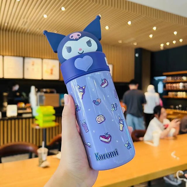 Taza térmica de acero inoxidable para niños, termo portátil de Sanrio de dibujos animados, taza de agua caliente para estudiantes, regalo de Melody Kuromi