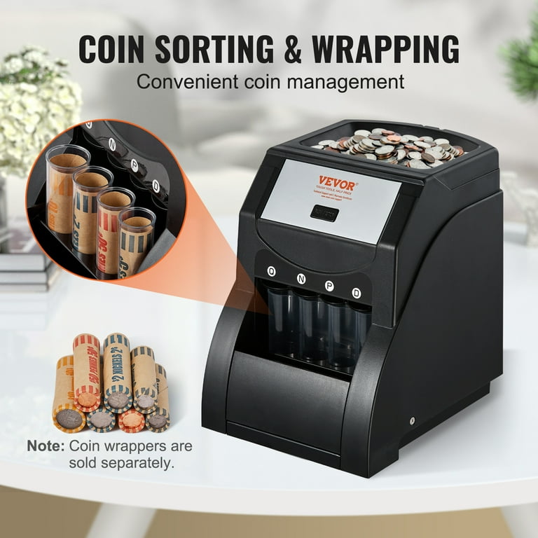 BENTISM USD Coin Sorter Coin Counter Wrapper and Roller 230 Coins min 4 Coin Tubes