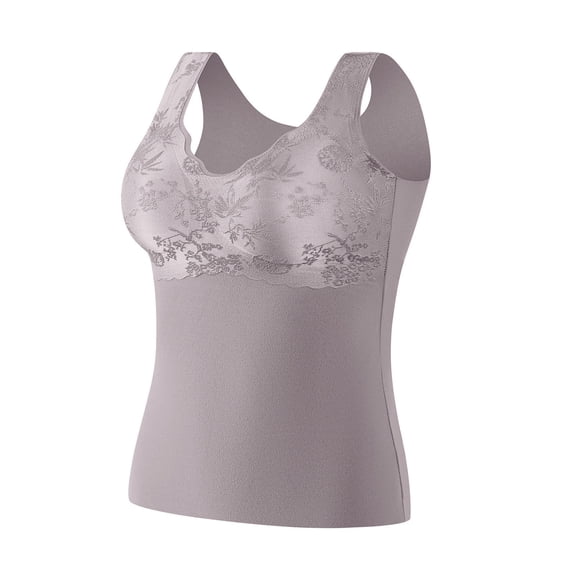 Wensltd Elastic Tank Top for Women Seamless Printed Pattern Built In Bra Sleeveless Thermal Top Multicolor