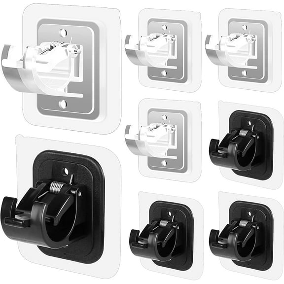 8PCS No Drill Curtain Rod Brackets No Drilling Self Adhesive Curtain Rod Holder Hooks Nail Free Curtain Rod Hooks Curtain Hangers for Bathroom Kitchen Home Bathroom and Hotel