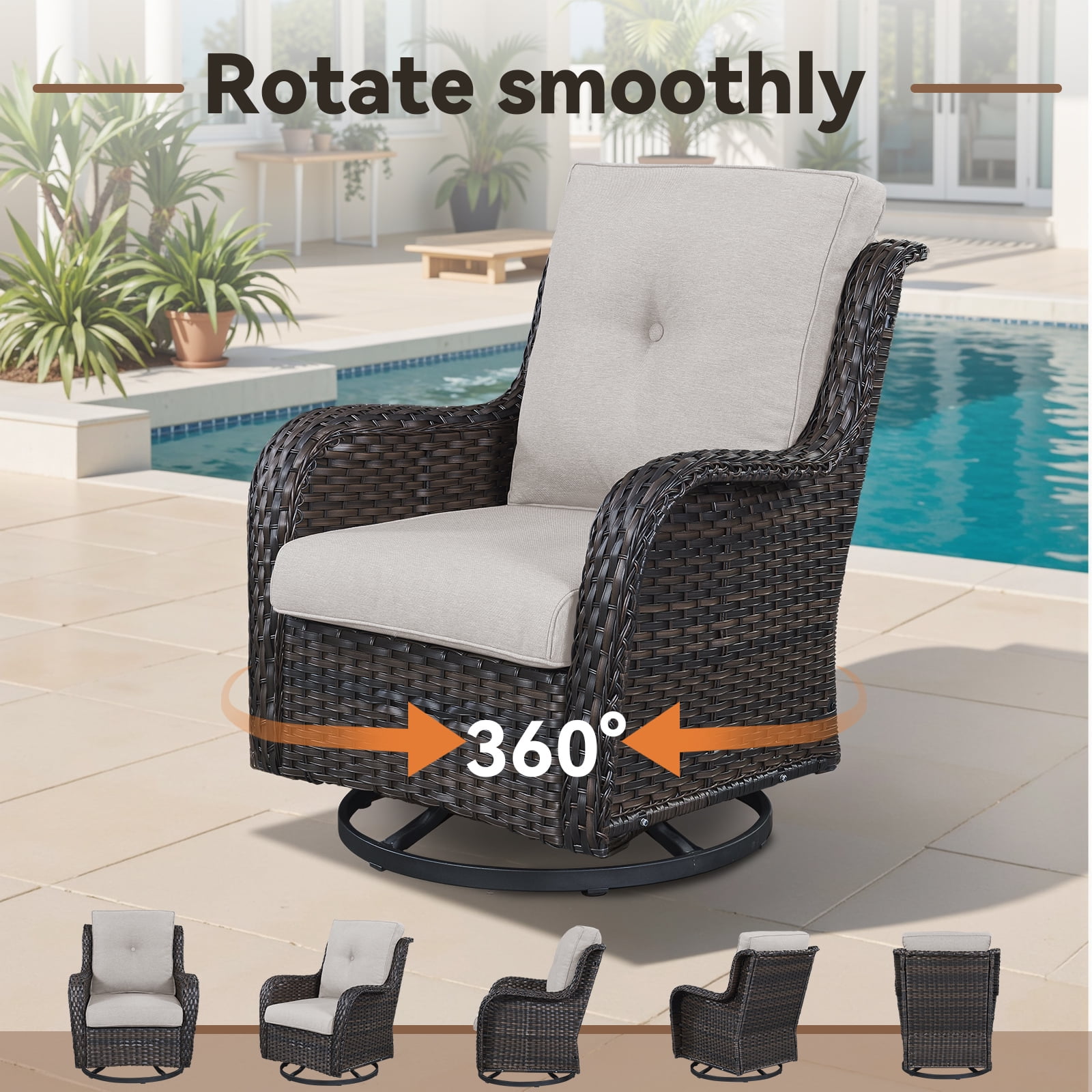 Bellefurn 11 Pieces Patio Furniture Sets with Fire Pit and Swivel Rocker Chairs,Outdoor Furniture with Fire Pit and Side Table Outdoor Conversation Set for Porch Deck Backyard Poolside