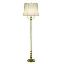 Stiffel FL-6707-A785-BB 64 in. Burnished Brass 6 Way Floor Lamp with Off White Silk Shantung Shade