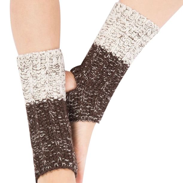 Qarigey Calentadores de piernas de punto para mujer, diseño de punto de ganchillo, puños para botas, calcetines para botas con forro corto de Ropa, zapatos y accesorios Miscelánea café