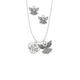 thumbnail image 2 of Delight Jewelry Silvertone Celtic Knot Heart Silver tone Guardian Angel Charm Necklace and Stud Earrings, 2 of 4