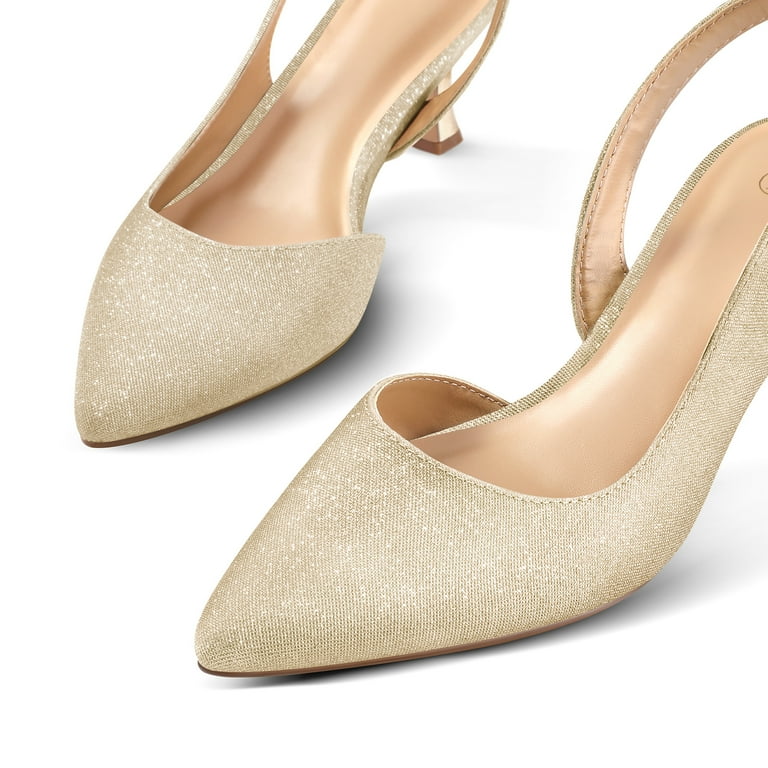 Pennysue Women s Slingback Heels Champagne Gold Pointed Toe Dress Pumps 7M