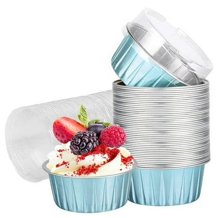 

Cupcake Liners for Baking Muffin Liners Disposable Foil Ramekins Dessert Containers Aluminum Foil Baking Cupcake Cups Holders Pans with Lids