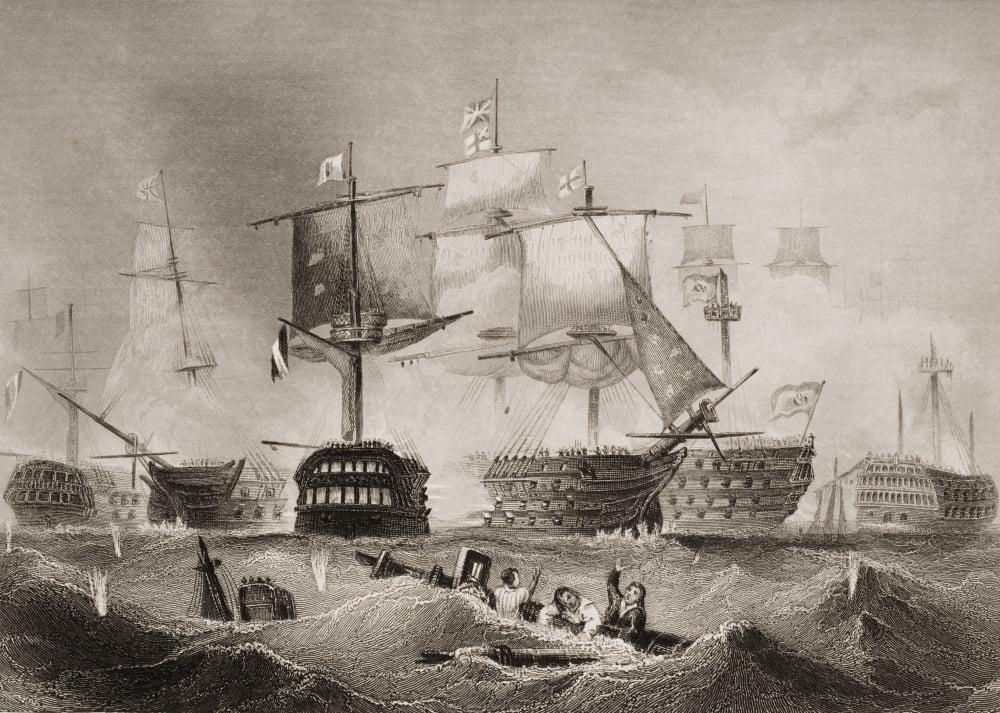 The Battle Of Trafalgar Engraved By AHPayne Painted By CGraham From Englands Battles By Sea And Land By Lieut Col Williams The London Printing And Publishing Company Circa 1890S Canvas Art - Ken Welsh