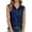 Dark Blue, variant on Womens Business Casual Tops Elegant Sleeveless Button Front Solid Tailored Collar Crop Tank Tops for Women,Blue,XL