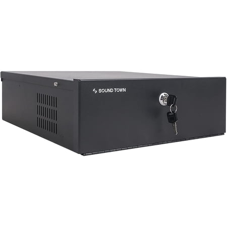 Sound Town Heavy Duty DVR Security Lockbox with Cooling Fan, Black, 18" W x 18" D x 5" H (STDVR-185)