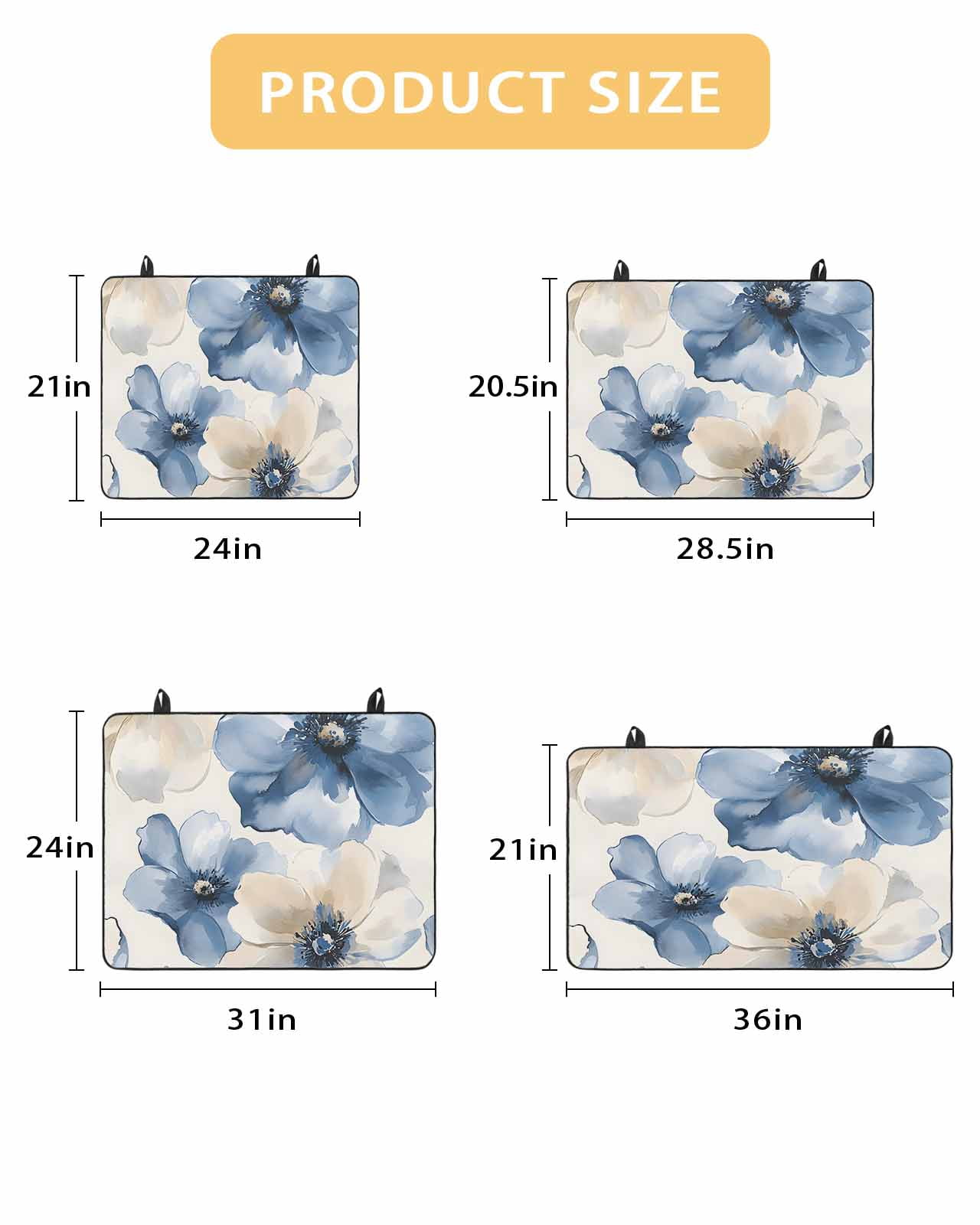 nqOlkjepod Large Induction Cooktop Protector Mat 31"x24", Blue Flower Stove Top Covers for Electric Stove, Watercolor Botanicals Blossom Gradient Stove Burner Cover Mats, Glass Top Stove Cover