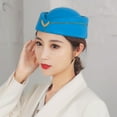 thumbnail image 3 of Lomubue Stewardess Hat Elegant Embroidery Badge Comfortable Breathable Decorative Dress Up Woolen Women Air Hostesses Beret Formal Uniform Cap for Performance, 3 of 10