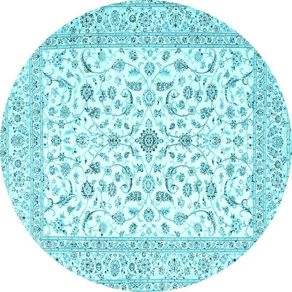 Ahgly Company Indoor Round Persian Light Blue Traditional Area Rugs, 7' Round