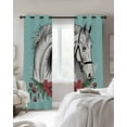 thumbnail image 4 of Cartoon Horse Blackout Curtains for Bedroom Living Room Darkening Curtains 90 Inch Modern Minimalist Animals Flower Plant Green Black Out Window Curtain Privacy Window Treatment Drapes 52"x90"x2, 4 of 9