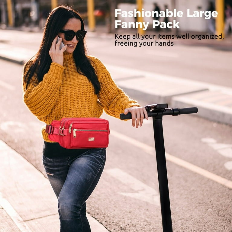 Fanny Pack for Women Men, Multi-pocket Fashionable Waist Bag, Waterproof  Belt Bag with Adjustable Strap, Outdoor Sports Travel Bumbag for Shopping