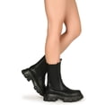 thumbnail image 6 of Alrisco Women's Chunky Mid Calf Elastic Collar Round Toe Boot by HeartThentic 20608, 6 of 8