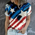 thumbnail image 4 of USSUMA Womens Summer Tops and Blouses Trendy Crewneck Star Stripes USA Patriotic T-Shirts for Women Dressy Casual Short Sleeve 4th of July Independence Day Shirt Tunics Plus Beach, 4 of 6