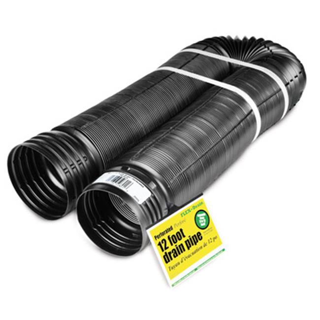 Amerimax Home Products 50910 4 in. x 12 ft. Expandable Perforated Flex-Drain, Black