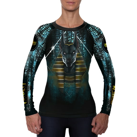 Raven Fightwear Women's The Gods of Egypt Anubis MMA BJJ Rash Guard Black