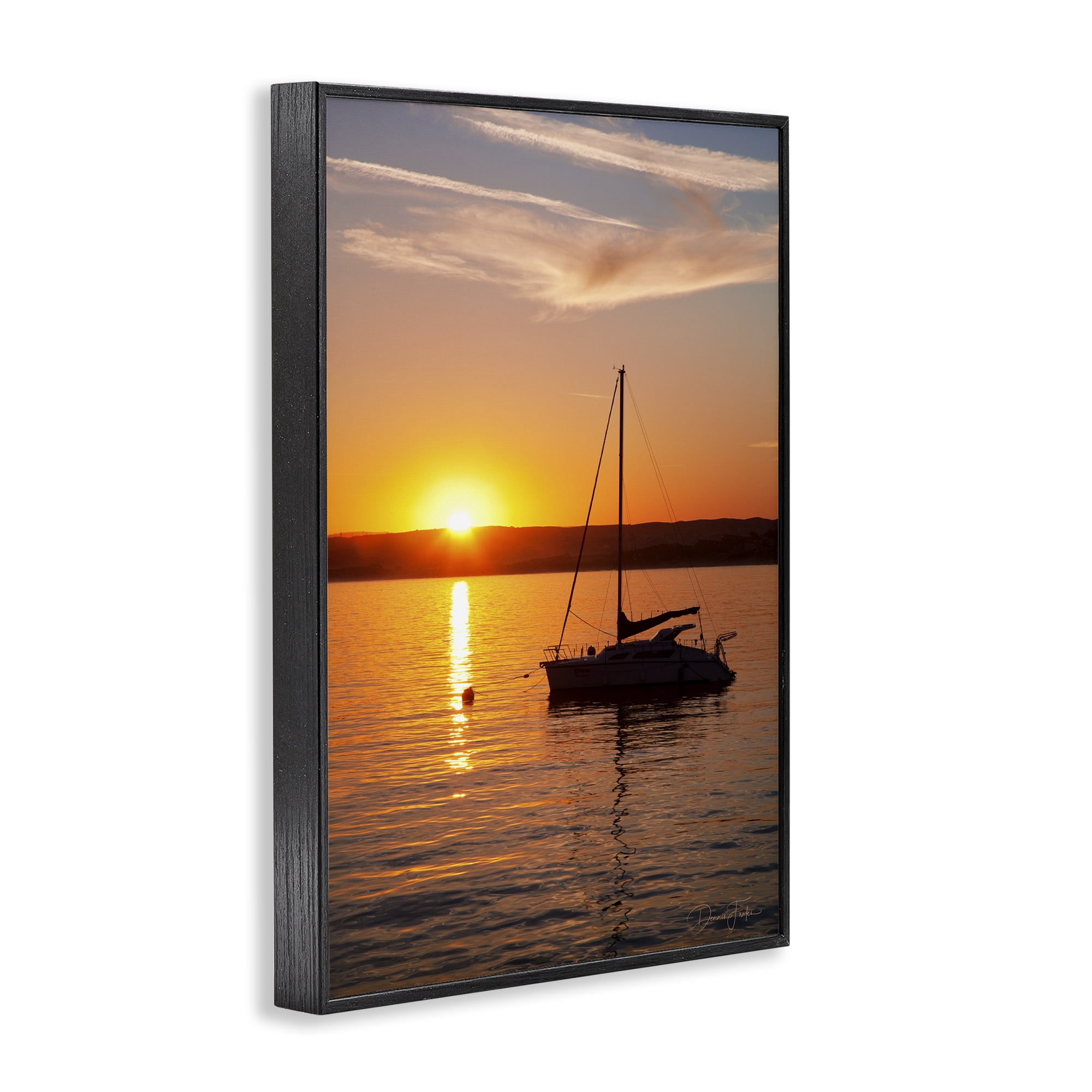 Stupell Industries Boat Ride at Sunset Landscape Photography Black Framed Art Print Wall Art, 16 x 24