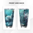 thumbnail image 3 of Balery Cat Underwater Fantasy Pattern 20oz Insulated Car Cup with Dual Drink Lids, Stainless Steel Travel Mug Eco-Friendly and Leak-Proof-Straw Three-piece Set, 3 of 8