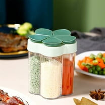 Skimskl 5-In-1 Spice Shaker Container with Flip Lid, 5 Compartment Transparent Seasoning Dispenser for Kitchen Cooking, Camping, Bbq - Red/Blue/Green/Gray, 11X9Cm