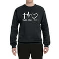 thumbnail image 2 of Wild Bobby, Faith.Hope.Love Heart Beat, Inspirational/Christian, Unisex Crewneck Graphic Sweatshirt, Black, Small, 2 of 4