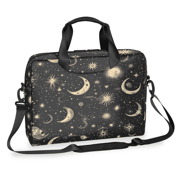 Herdesigns Moon Starry Laptop Bag for Women Men, Computer Case Briefcase Messenger Bags, 15-15.6 inch Laptop Sleeve Shoulder Bag