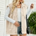 thumbnail image 2 of YDFCWXW Women's Vintage Denim Jean Vest Oversized Button Down Jean Waistcoat Gilet Khaki, L, 2 of 7