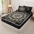 thumbnail image 2 of jejeloiu Celestial Mandala Zipper Twin Comforter Sets with Fitted Sheet and 2 Pillowcases For Men Women,Star Constellation Zipper Bedding Set,Black Gold,Black Reversible,4-Piece, 2 of 7