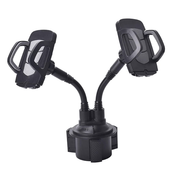 Soporte para teléfono con soporte de vaso giratorio de 360 degree y cuello de cisne flexible con base estable. Gris