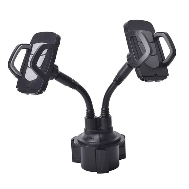 Soporte para teléfono con soporte de vaso giratorio de 360 degree y cuello de cisne flexible con base estable. Gris
