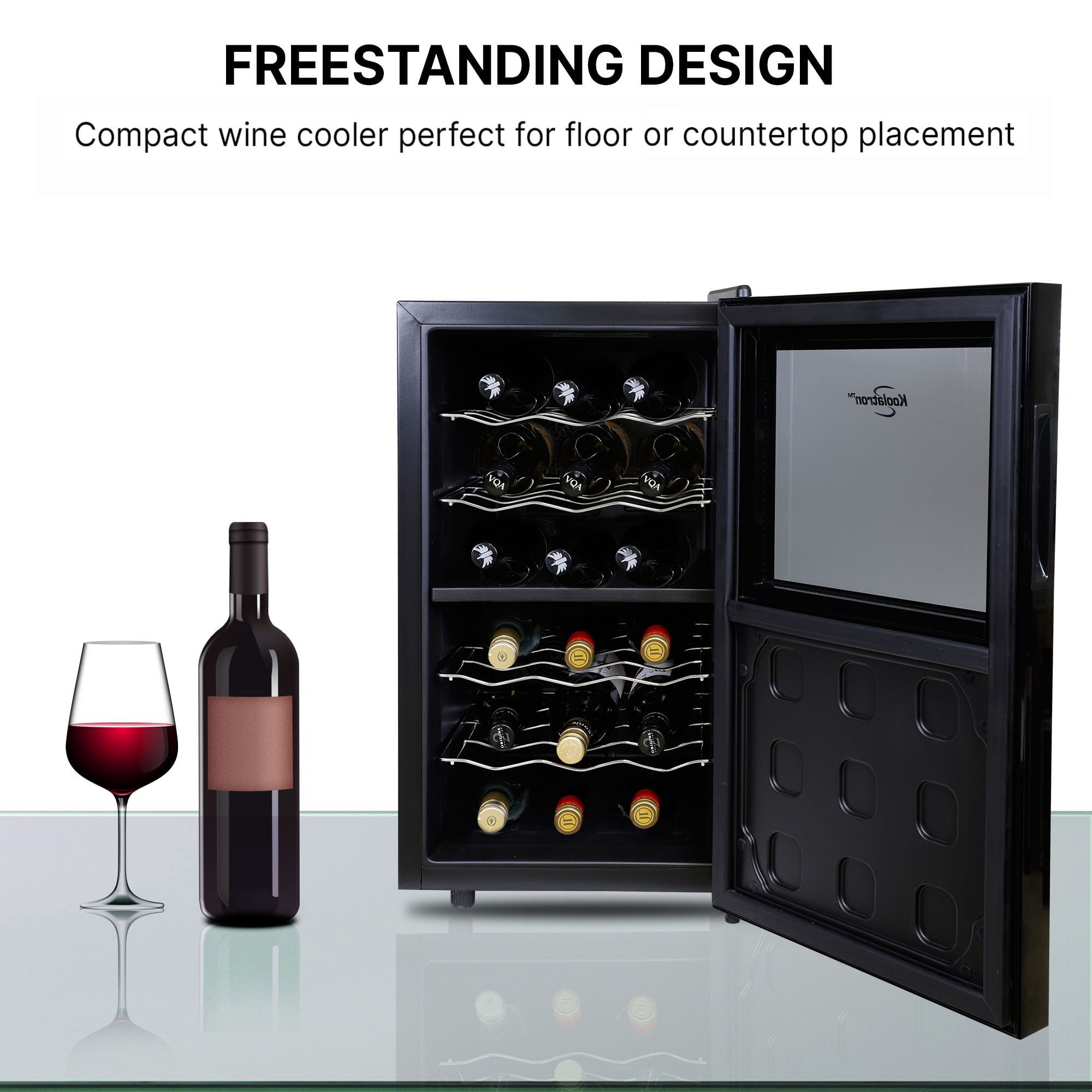 Koolatron 18 Bottle Dual Zone Wine Cooler Freestanding Wine Fridge Black