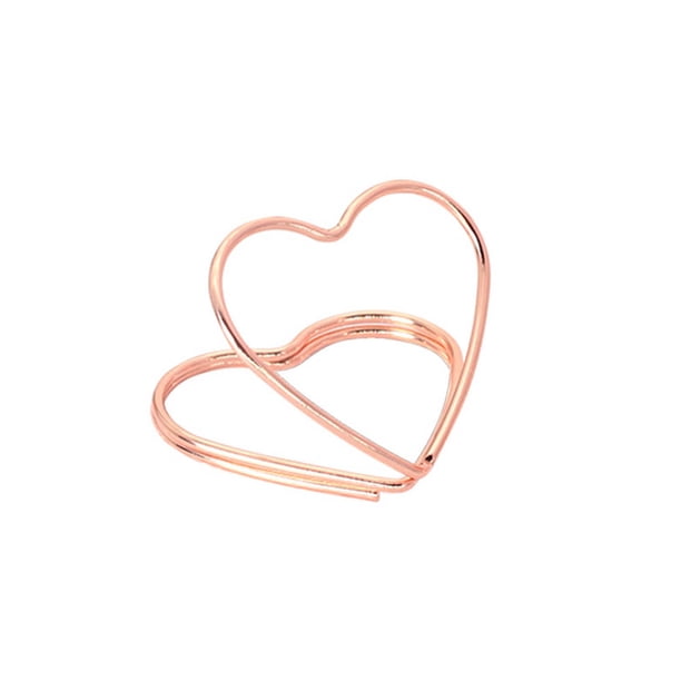 Tholdsy 10 Uds. De Clips para de comedor, soportes de tarjetas de doble capa con corazón de Metal, soporte para manualidades con mensajes de cartulina Oro rosa