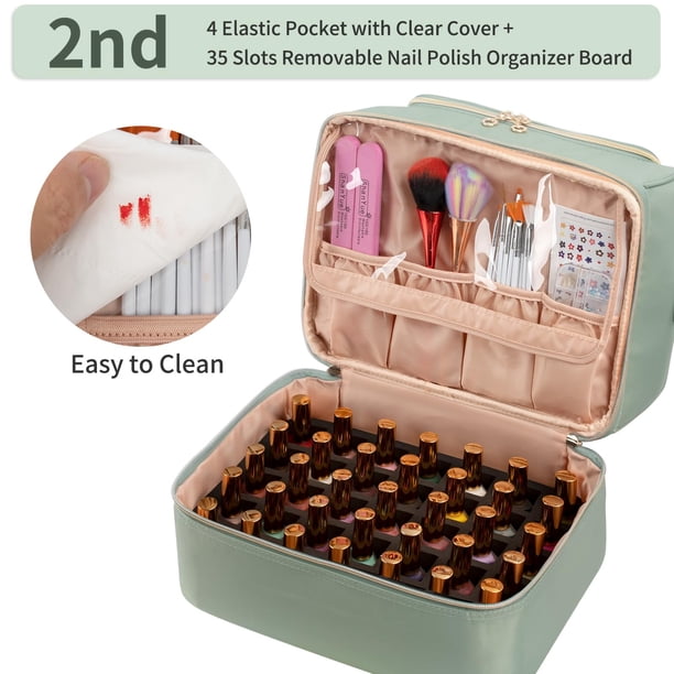 Nail Polish Organizer Case, Nail Supplies Storage Box Holds 45