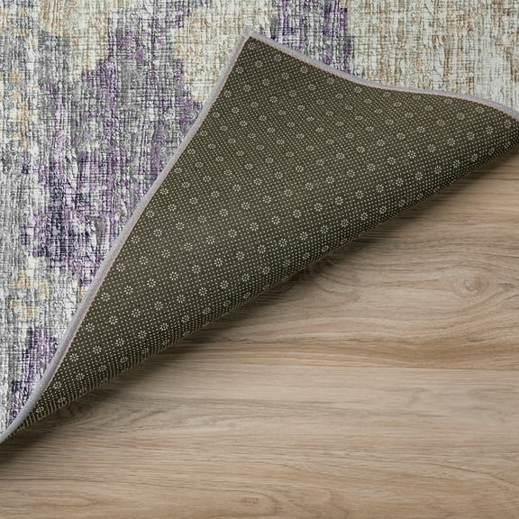 Addison Rugs Indoor/ Outdoor Accord Modern Waves Washable Rug New 2'3" x 7'6" Runner - Purple Mauve Silver