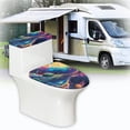 thumbnail image 6 of HELLHERO Fashion - Elastic Bottom, Universal Toilet Top Cover Set for Bathroom Supplies, Fits All Toilet Shapes, Vibrant Fractal Cosmos Theme, 6 of 8