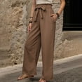 thumbnail image 4 of Women's Wide Leg Lounge Pants with Pockets Lightweight High Waisted Adjustable Tie Knot Loose Trousers Gifts for Womens Coffee,L, 4 of 6