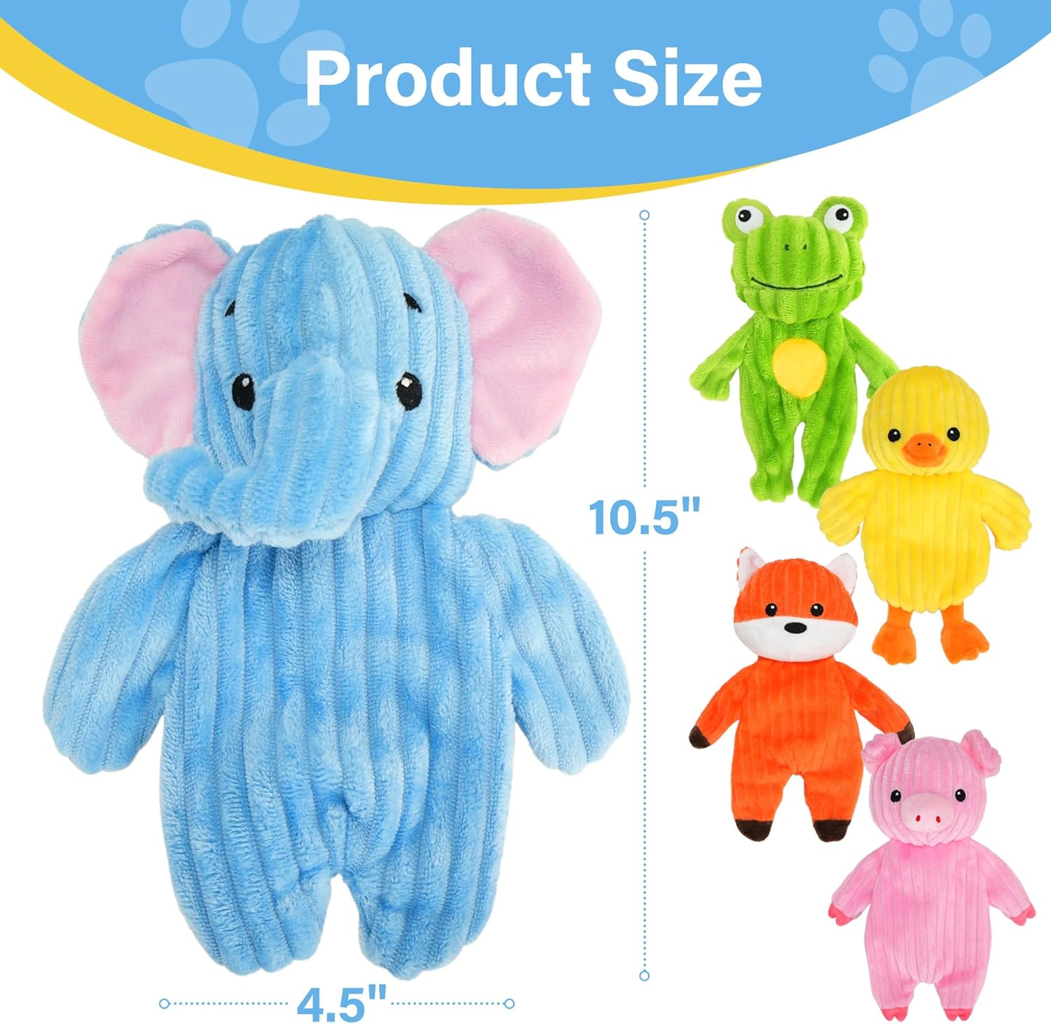 Dog Toys 5 Pack Plush Squeaky Toys No Stuffing Bodies Crinkle Animals Pet Toy for Small Medium Large Dogs Puppy Chew Toy to Keep Them Busy