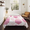 thumbnail image 4 of Pink Marble Large Tapestry for Bedroom Wall Hanging Tapestry, Gold White Geometric Hexagon Modern Ceiling Backdrop Tapestries Poster Blanket Wall Decor for Teens Room Living Room Dorm 86" x 104", 4 of 8