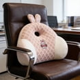 thumbnail image 3 of Pink Office Lumbar Support Cushion Cartoon Design Chair Back Pillow For Long Period Sitting 18.9X13.78 Inch, 3 of 7