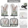 thumbnail image 3 of Easter Cute Bunny Oven Mitts and Pot Holders Set of 2, Eucalyptus Leaf Heat Resistant Oven Mitts Kitchen Oven Glove for Cooking, Baking, 3 of 6