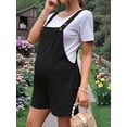 thumbnail image 2 of Women'S Summer Casual Bib Short Overalls Loose Linen Jumpsuit Beach Outfits Travel Vacation Clothes Black XL, 2 of 6