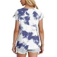thumbnail image 4 of TKLPEHG Womens Tunic Tops Short Sleeve Crew Neck Tunic Tops Comfy Loose Summer Fashion Tie Dyed Print Graphic Tee Casual Outfits (Blue,L), 4 of 6