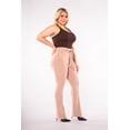 thumbnail image 3 of Plus Size High Waist Flare Pants With Front Seam Detail And Waist Tie - Latte, 3 of 9