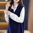 thumbnail image 4 of DAFPZW Women Sweater Vest Oversized V-Neck Sleeveless Knit Pullover Ribbed Vest Dress with Pockets, 4 of 6