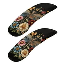 HELLHERO Dragonfly Daisy Print Office Chair Armrest Cover Soft, Desk Chair Armrest Pads Washable, Computer Chairs Arm Covers Dirt Resistant 2 Pcs